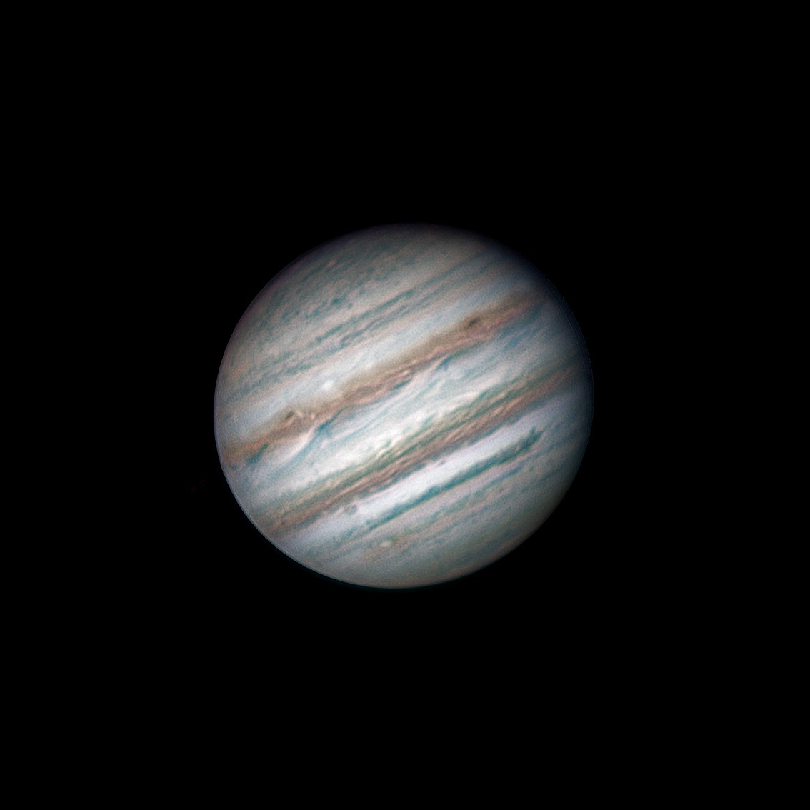 Jupiter with detailed cloud bands, captured from the prototype